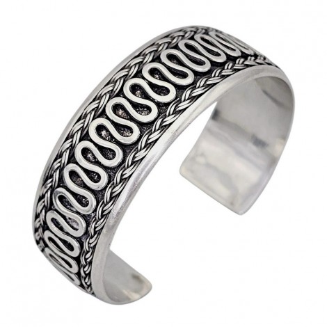 Brățară cuff etnică balineză manufacturată în argint | unisex