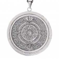 Colier din argint accesorizat cu pandant statement Archaeology Revival - Calendar Aztec | ateliet Taxco - Mexic - cca.1960