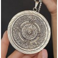 Colier din argint accesorizat cu pandant statement Archaeology Revival - Calendar Aztec | ateliet Taxco - Mexic - cca.1960