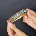 Veche brățară ritualică sino - tibetană din argint, os, coral și turcoaz natural  | Nepal cca 1900