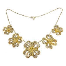 Rafinat colier vintage din argint filigranat și aurit | cca. 1960