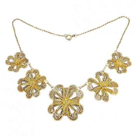 Rafinat colier vintage din argint filigranat și aurit | cca. 1960