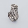 Vechi inel etnic iudaic yemenit Rimonim manufacturat în argint |  cca. 1900