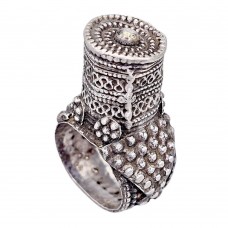 Vechi inel etnic iudaic yemenit Rimonim manufacturat în argint |  cca. 1900