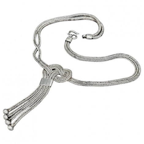 Colier etnic anatolian manufacturat în argint împletit |  Nodul Iubirii |  Turcia cca. 1950 - 1970