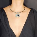 Choker din argint accesorizat cu pandant statement  mid-century | Bufniță | designer Orlando Paladino Orlandini pentru UnoAErre 