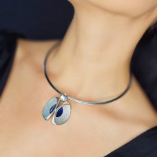 Choker din argint accesorizat cu pandant statement  mid-century | Bufniță | designer Orlando Paladino Orlandini pentru UnoAErre 