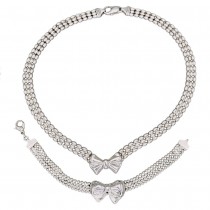 Set de bijuterii vintage retromoderniste din argint format din brățară și colier | Italia cca.1990