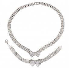 Set de bijuterii vintage retromoderniste din argint format din brățară și colier | Italia cca.1990