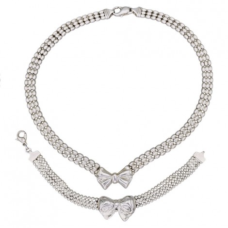 Set de bijuterii vintage retromoderniste din argint format din brățară și colier | Italia cca.1990