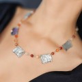Colier modernist în manieră Boho Chic din argint și agate naturale multifațetate | new old stock 