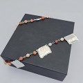 Colier modernist în manieră Boho Chic din argint și agate naturale multifațetate | new old stock 