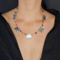 Colier modernist în manieră Boho Chic din argint și agate naturale multifațetate | new old stock 
