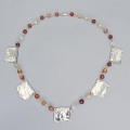 Colier modernist în manieră Boho Chic din argint și agate naturale multifațetate | new old stock 