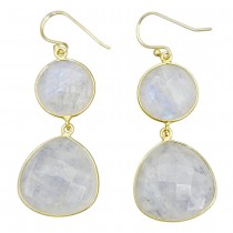 Cercei statement din argint placat cu aur galben decorați cu anturaje de piatra lunii