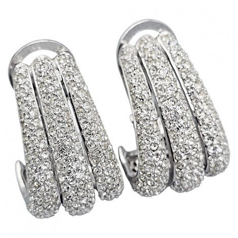 Spectaculoși cercei cocktail clips din argint și incrustații de cristale cz | atelier Francesco Airoldi 