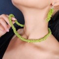 Demi-parure format din colier și pereche de cercei cu peridot natural și argint |