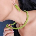 Demi-parure format din colier și pereche de cercei cu peridot natural și argint |