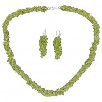 Demi-parure format din colier și pereche de cercei cu peridot natural și argint |
