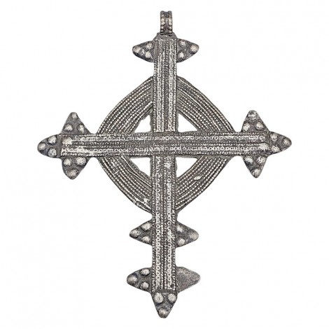 Veche cruce pectorală coptă etiopiană Gondar manfacturat] ]n argint | Etiopia cca 1880 - 1920