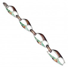 Brățară mid-century din argint decorată cu accente de email champleve | atelier Arezzo cca.1960