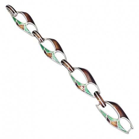 Brățară mid-century din argint decorată cu accente de email champleve | atelier Arezzo cca.1960