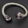 Remarcabilă brățară cuff balineză manufacturată în argint & ametiste naturale | preloved | atelier Suarti 