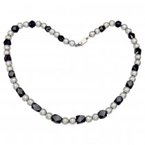 Colier modernist mexican din argint & obsidian natural | preloved cca. 1970 - 1980