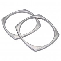 Set format din două brățări bangle design contemporan din argint amplu volumizat | Italia