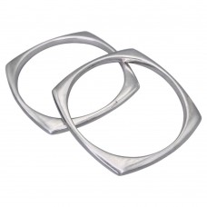Set format din două brățări bangle design contemporan din argint amplu volumizat | Italia