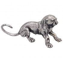 Figurină zoomorfă Art Deco din argint masiv "Panteră în atitudine de veghe" | cca. 1945