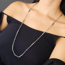 Elegant colier statement Uno-A-Erre de perioadă mid-century din argint masiv cu inserție de email negru