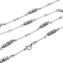 Elegant colier statement Uno-A-Erre de perioadă mid-century din argint masiv cu inserție de email negru