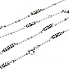 Elegant colier statement Uno-A-Erre de perioadă mid-century din argint masiv cu inserție de email negru