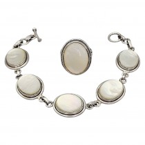 Set de bijuterii din argint decorate cu sidef natural chatoiant | preloved