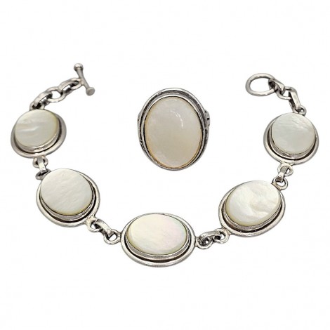 Set de bijuterii din argint decorate cu sidef natural chatoiant | preloved