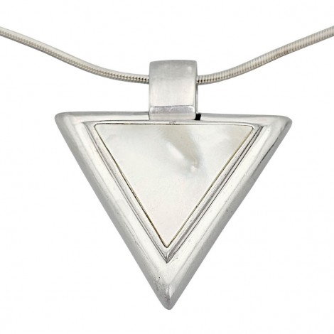 Colier accesorizat cu pandant statement din argint masiv & sidef natural  | preloved