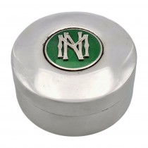 Cutiuță de perioadă Art Deco din argint emailat champlevè & monogramă " M N " | atelier G. Ciardetti - Firenze | cca. 1940