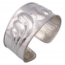 Brățară cuff retromodernistă din argint texturat prin martelare | preloved cca. 1990