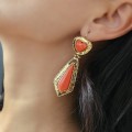 Cercei statement moderniști din aur 18K și coral natural Sciacca | Italia | cca. 1970