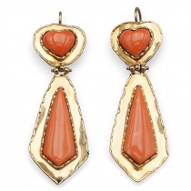 Cercei statement moderniști din aur 18K și coral natural Sciacca | Italia | cca. 1970