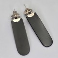  Cercei statement stil Art Deco din argint, onix negru & incrustații de marcasite | new old stock