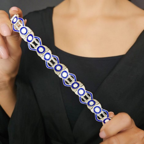 Brățară statement mid-century unisex din argint & email policrom | atelier Conti & Baldini -  Arezzo | cca. 1950 - 1960