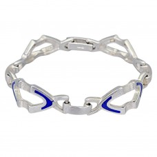 Brățară statement unisex de perioadă mid-century din argint masiv & email champleve | atelier Arezzo | cca. 1960