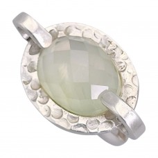 Inel modernist manufacturat în argint și prehnit natural | preloved