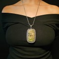 Colier din argint accesorizat cu pandant statement decorat cu un spectaculos specimen de riolit natural australian | anii 2000
