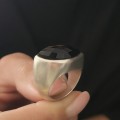 Inel statement design contemporan din argint masiv & onix negru natural multifațetat | anii 2000