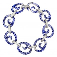 Brățară statement de perioadă mid-century din argint emailat albastru-cobalt | Franța cca. 1960–1970