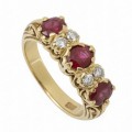 Inel victorian din aur galben 9k decorat cu diamante  și rubine naturale  |  Marea Britanie cca. 1880 - 1900