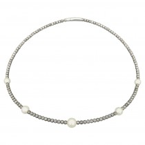 Rafinat colier choker din argint texturat și perle naturale de cultură AAA + | atelier Miluna | 2020s